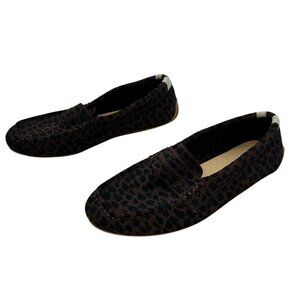 Jbb Women’s Animal Print Loafers Brown/Black Canvas Size 8 EU38